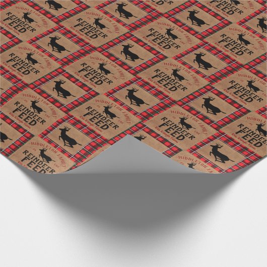 ビンテージクリスマス – トナカイ食べ物を与えア ラッピングペーパー (角)