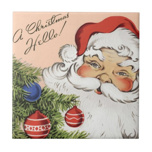 ビンテージクリスマス ハロー! ジョリーサンタクロース タイル (正面)