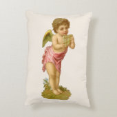ビンテージクリスマス、パンパイプを演奏する音楽天使 アクセントクッション (裏面(縦))