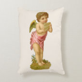 ビンテージクリスマス、パンパイプを演奏する音楽天使 アクセントクッション (正面(垂直))