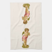 ビンテージクリスマス、パンパイプを演奏する音楽天使 キッチンタオル (縦)