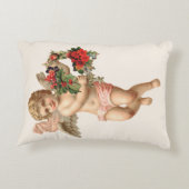 ビンテージクリスマス、ビクトリアンエンジェルと花のリース アクセントクッション (裏面)