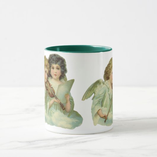 ビンテージクリスマス、ビクトリアンエンジェルミュージックバイオリン マグカップ (中央)