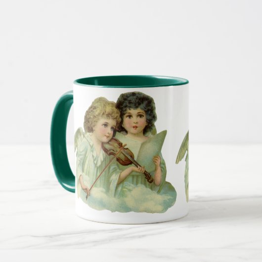 ビンテージクリスマス、ビクトリアンエンジェルミュージックバイオリン マグカップ (正面左)