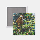 ビンテージクリスマス、ビクトリアンサンタクロースとツリー マグネット (正面/裏面)