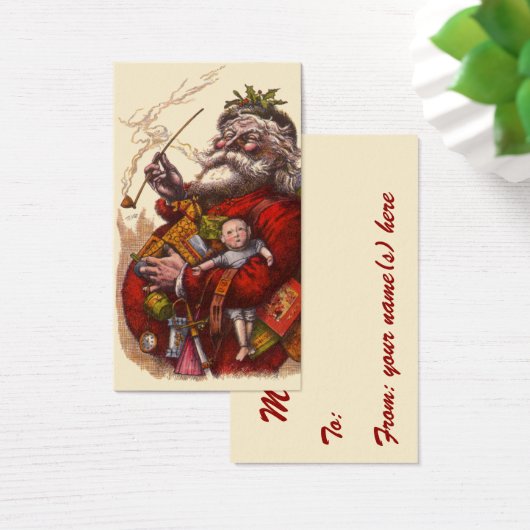 ビンテージクリスマス、ビクトリアンサンタクロースのパイプおもちゃ (デスク)