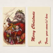 ビンテージクリスマス、ビクトリアンサンタクロースのパイプおもちゃ (正面&裏面)