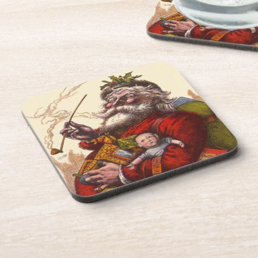 ビンテージクリスマス、ビクトリアンサンタクロースのパイプおもちゃ コースター (左側)