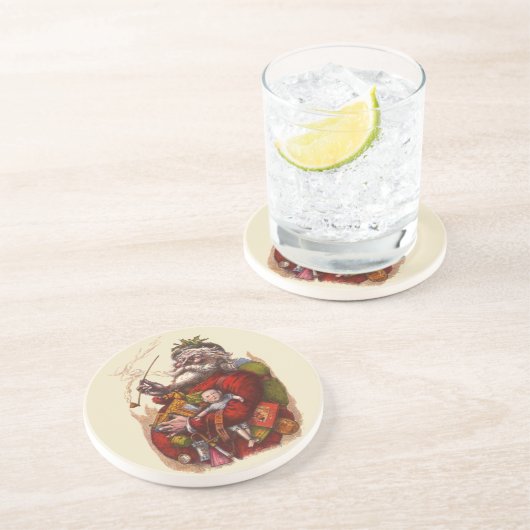 ビンテージクリスマス、ビクトリアンサンタクロースのパイプおもちゃ コースター (側面)