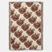 ビンテージクリスマス、ビクトリアンサンタクロースのパイプおもちゃ スローブランケット (正面縦)