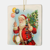 ビンテージクリスマス、ビクトリアンサンタクロースの風船 セラミックオーナメント (左)