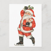 ビンテージクリスマス ビクトリアンサンタクロース アイススケーター シーズンポストカード