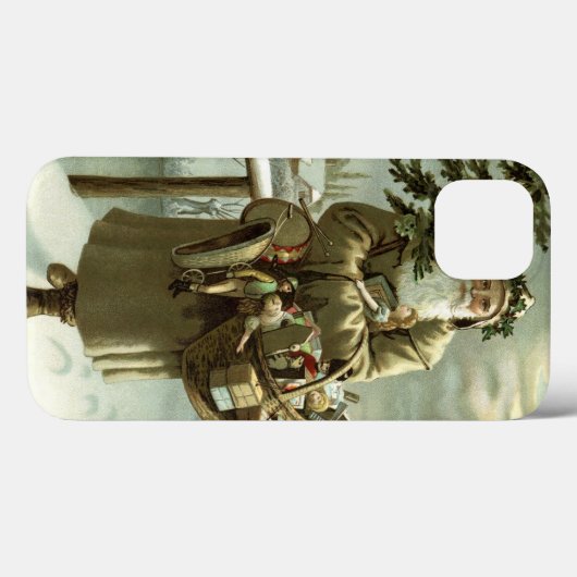 ビンテージクリスマス、ビクトリアンスタイルのサンタクロースのおもちゃ Case-Mate iPhoneケース (裏面 (横))