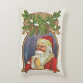 ビンテージクリスマス、ビクトリアンパイプ付きサンタクロース アクセントクッション (裏面(縦))