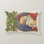 ビンテージクリスマス、ビクトリアンパイプ付きサンタクロース アクセントクッション (裏面)