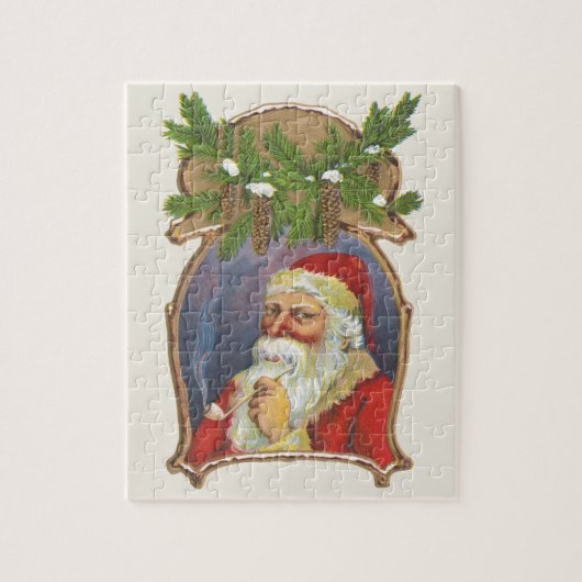ビンテージクリスマス、ビクトリアンパイプ付きサンタクロース ジグソーパズル (縦)