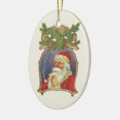 ビンテージクリスマス、ビクトリアンパイプ付きサンタクロース セラミックオーナメント (左)