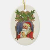 ビンテージクリスマス、ビクトリアンパイプ付きサンタクロース セラミックオーナメント (裏面)