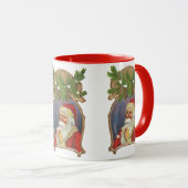 ビンテージクリスマス、ビクトリアンパイプ付きサンタクロース マグカップ (正面右)