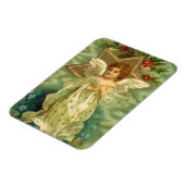 ビンテージクリスマス、ビクトリアン天使とゴールドの星 マグネット (左側)