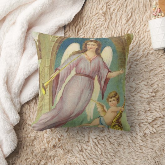 ビンテージクリスマス、ビクトリアン天使のケルブ クッション (ブランケット)