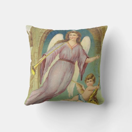 ビンテージクリスマス、ビクトリアン天使のケルブ クッション (裏面)