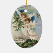 ビンテージクリスマス、ビクトリアン天使の帆船 セラミックオーナメント (正面)