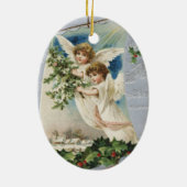 ビンテージクリスマス、ビクトリアン天使の帆船 セラミックオーナメント (裏面)