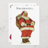 ビンテージクリスマス、ビクトリア時代のサンタクロースとおもちゃ 招待状 (正面/裏面)