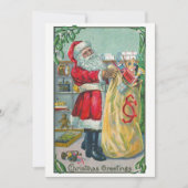 ビンテージクリスマス、ビクトリア時代のサンタクロースとおもちゃ 招待状 (正面)