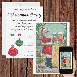 ビンテージクリスマス、ビクトリア時代のサンタクロースとおもちゃ 招待状