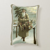 ビンテージクリスマス、ビクトリア時代のサンタクロースのおもちゃ アクセントクッション (裏面(縦))