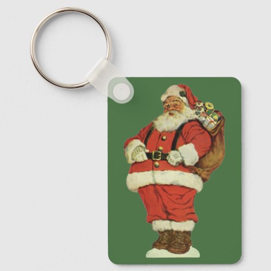 ビンテージクリスマス、ビクトリア時代のサンタクロースのおもちゃ キーホルダー (正面)