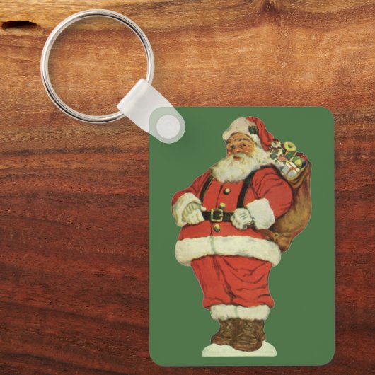 ビンテージクリスマス、ビクトリア時代のサンタクロースのおもちゃ キーホルダー (正面)