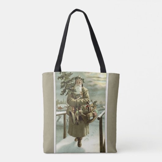 ビンテージクリスマス、ビクトリア時代のサンタクロースのおもちゃ トートバッグ (裏面)