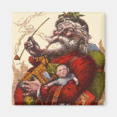 ビンテージクリスマス、ビクトリア時代のサンタクロースのおもちゃ マグネット (正面)