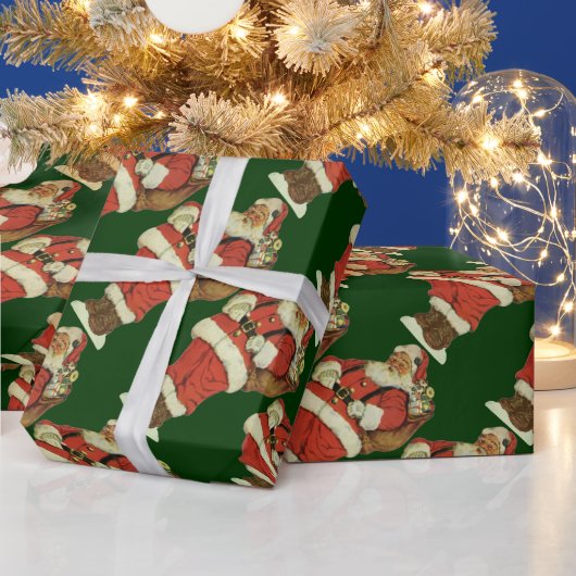 ビンテージクリスマス、ビクトリア時代のサンタクロースのおもちゃ ラッピングペーパー (クリスマス)