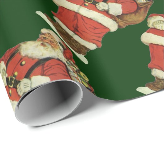 ビンテージクリスマス、ビクトリア時代のサンタクロースのおもちゃ ラッピングペーパー (ロールコーナー)