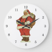 ビンテージクリスマス、ビクトリア時代のサンタクロースのおもちゃ ラージ壁時計 (正面)