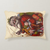 ビンテージクリスマス、ビクトリア時代のサンタクロースのパイプおもちゃ アクセントクッション (正面)