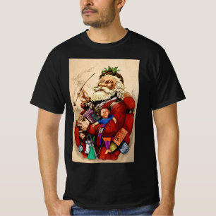 ビンテージクリスマス、ビクトリア時代のサンタクロースのパイプおもちゃ Tシャツ