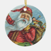 ビンテージクリスマス、ビクトリア時代のサンタクロースのリース セラミックオーナメント (正面)