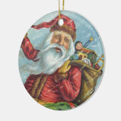 ビンテージクリスマス、ビクトリア時代のサンタクロースのリース セラミックオーナメント (左)