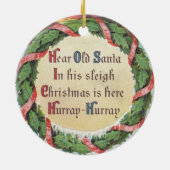ビンテージクリスマス、ビクトリア時代のサンタクロースのリース セラミックオーナメント (裏面)