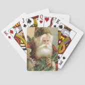 ビンテージクリスマス、ピンを手に持つビクトリアンサンタクロース トランプ (裏面)