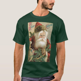 ビンテージクリスマス、ピンを手に持つビクトリアンサンタクロース Tシャツ