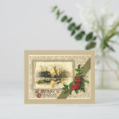 ビンテージクリスマス、フレーム冬のシーン シーズンポストカード (スタンド正面)