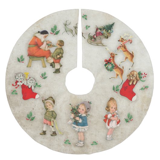 ビンテージクリスマス ブラッシュドポリエステルツリースカート (正面)