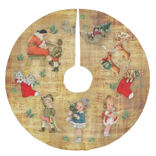 ビンテージクリスマス ブラッシュドポリエステルツリースカート (正面)