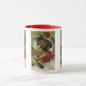 ビンテージクリスマス、ホリーのあるダックスフンドの子犬 マグカップ (中央)